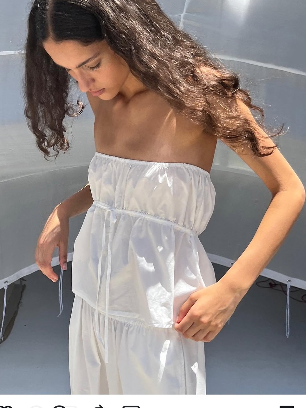 NWOT DEIJI STUDIO Strapless White Drawstring Top